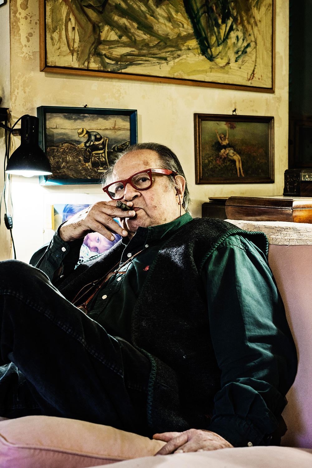 Tinto Brass (b. Giovanni Brass, 1933, Milan) Italian filmmaker. In his home near Rome. January 2014, Rome, Italy. For GQ Italia.